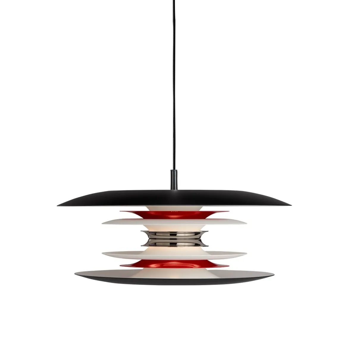 Belid Diablo Pendelleuchte 400mm schwarz matt rot E14