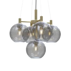 BELID Leuchten 1294101073 Kronleuchter Gloria 5-flammig Messing Rauchglas