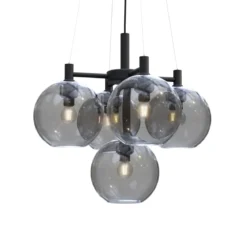 BELID Leuchten 12948673 Kronleuchter Gloria 5-flammig Schwarz Rauchglas
