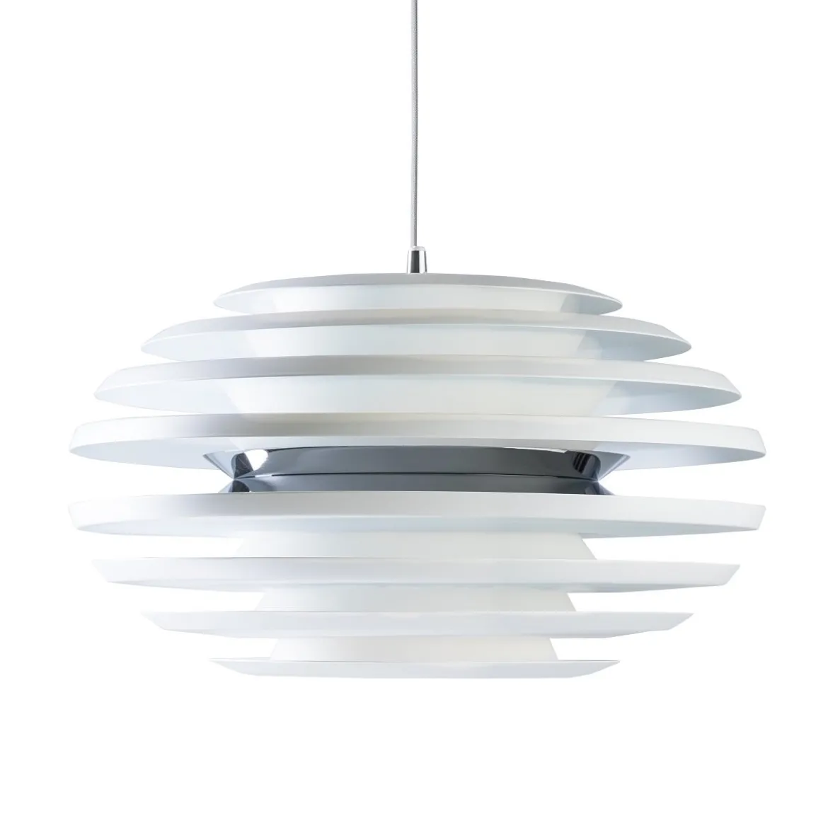 BELID Leuchten No. 108262 E27 Pendelleuchte Ellipse weiß, chrom 50 cm