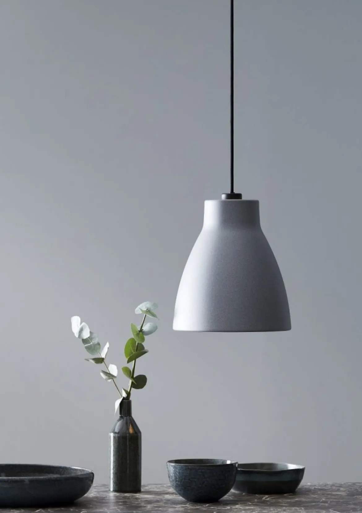 BELID Leuchten No. 1031086215 Pendelleuchte Gong Grau Schwarz 25cm E27