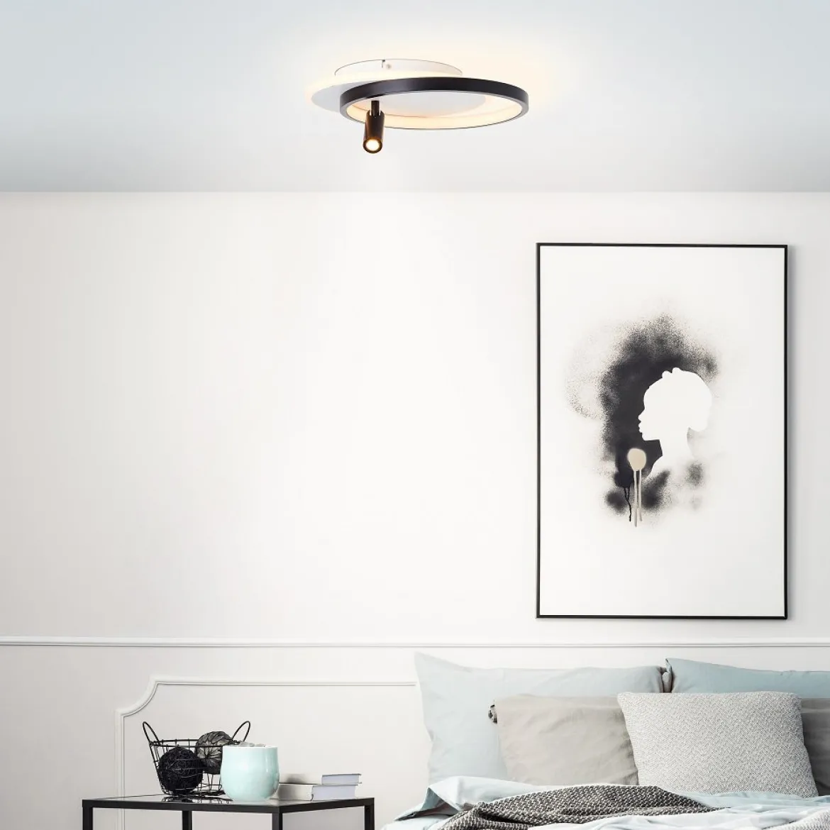 Brilliant AG Leuchten G99752-76 Eunomia LED Deckenleuchte 35x30cm schwarz weiß 3000K