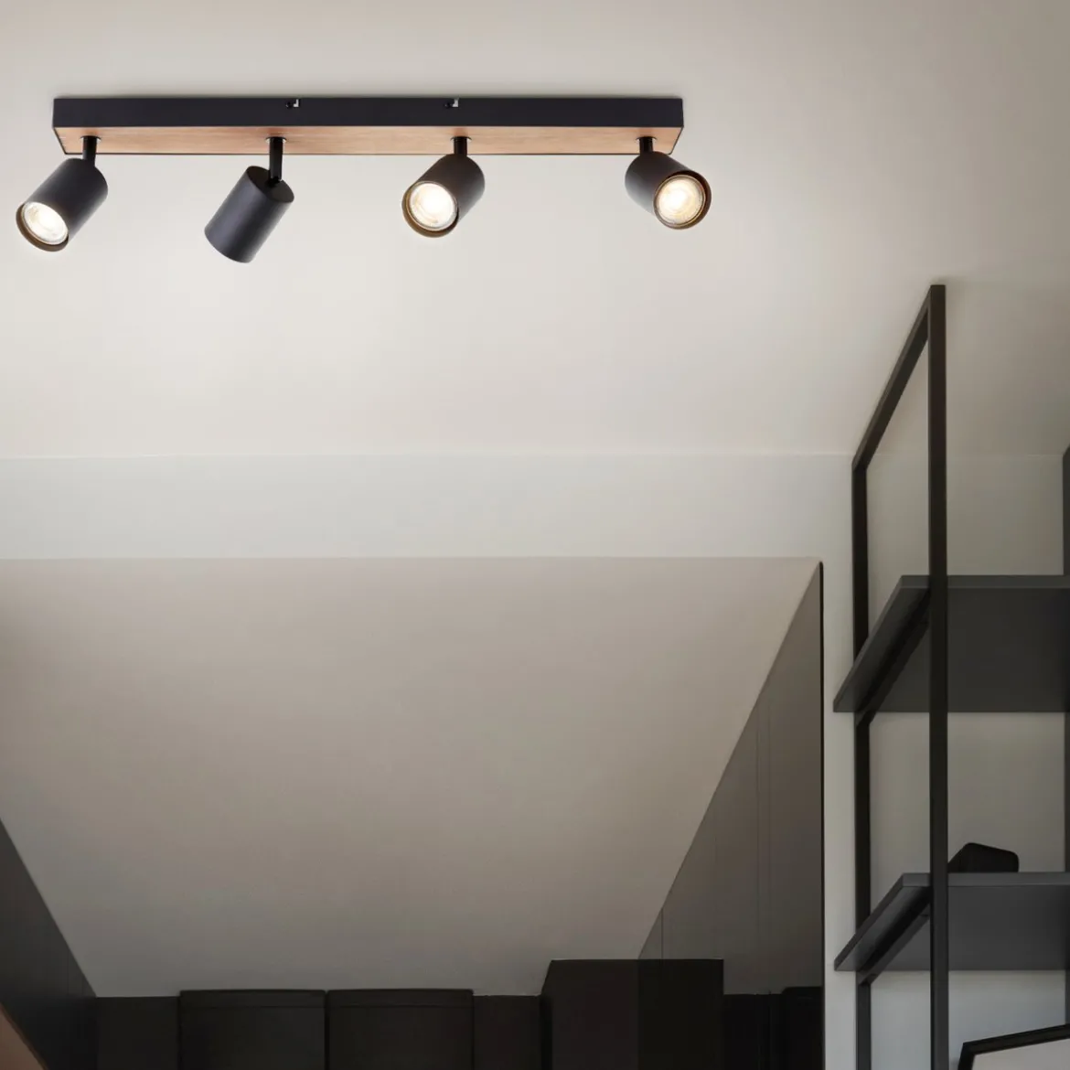 Brilliant AG Leuchten G93071-76 Jello Wood LED Spotbalken 4-flammig schwarz holz
