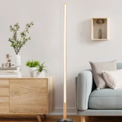 Brilliant AG Leuchten G99069-76 LED Stehleuchte Arion Schwarz Holz 3000K