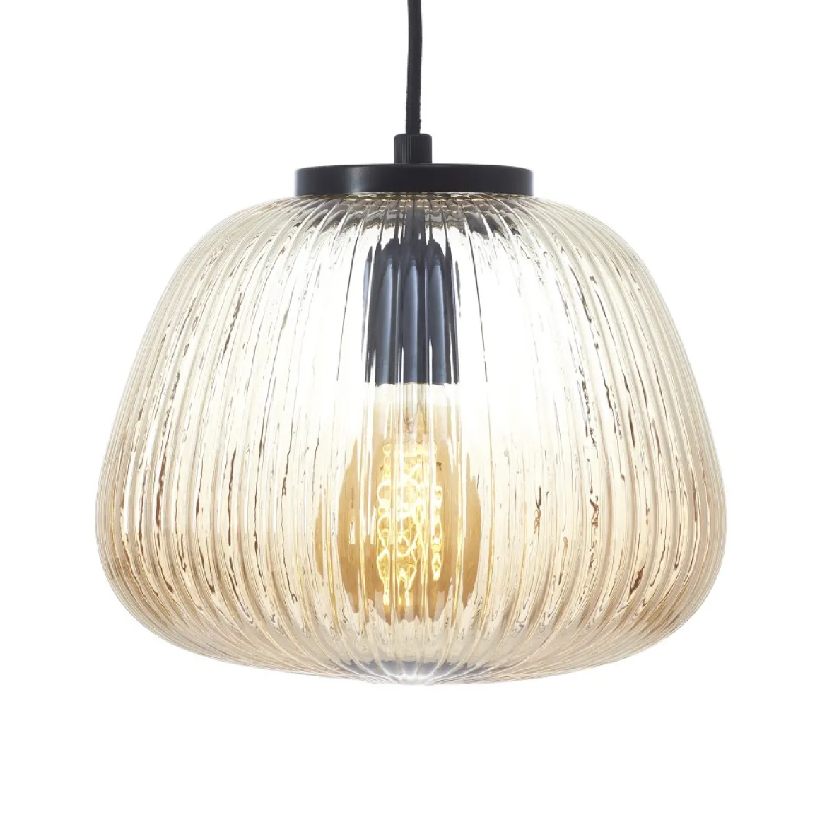 Brilliant AG Leuchten 80107-86 Kaizen Pendelleuchte amber bernstein schwarz matt