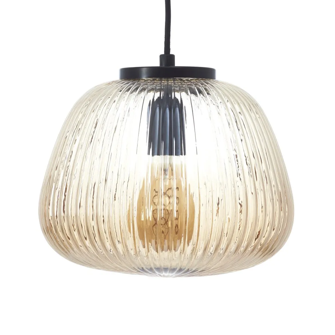 Brilliant AG Leuchten 80107-86 Kaizen Pendelleuchte amber bernstein schwarz matt