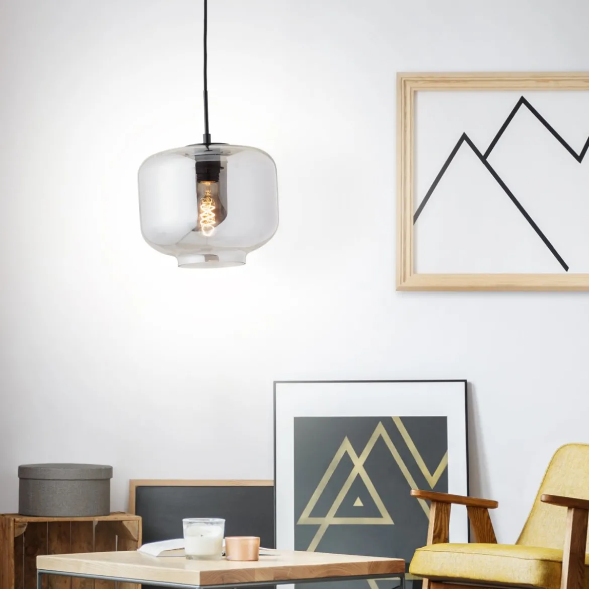 Brilliant AG Leuchten 99719-93 Kleon Pendelleuchte 1-flammig rauchglas