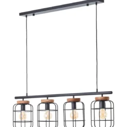 Brilliant AG Leuchten 99885-06 Pendelleuchte Gwen 4-flammig schwarz holz