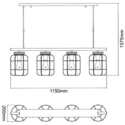 Brilliant AG Leuchten 99885-06 Pendelleuchte Gwen 4-flammig schwarz holz