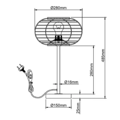 Brilliant AG Leuchten 94699-06 Tischleuchte Woodball 1-flammig Schwarz Rattan