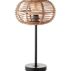 Brilliant AG Leuchten 94699-06 Tischleuchte Woodball 1-flammig Schwarz Rattan