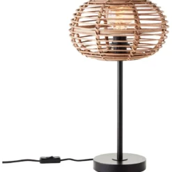 Brilliant AG Leuchten 94699-06 Tischleuchte Woodball 1-flammig Schwarz Rattan