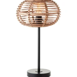 Brilliant AG Leuchten 94699-06 Tischleuchte Woodball 1-flammig Schwarz Rattan