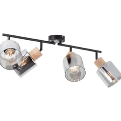 Brilliant AG Leuchten 99839-93 Weald Spotrohr 4-flammig holz rauchglas schwarz