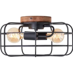 Brilliant Leuchten 99707-66 Deckenleuchte Gwen antik holz schwarz korund 40cm