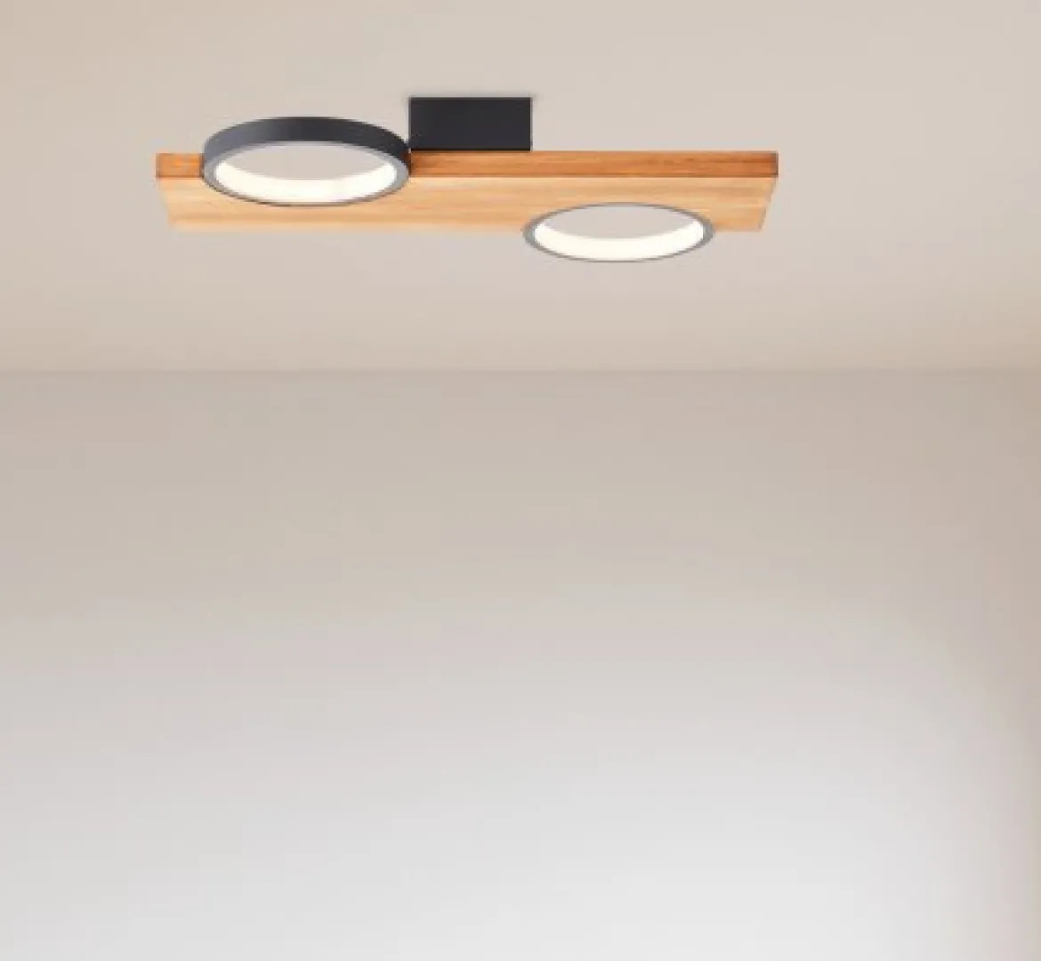 Brilliant Leuchten G99936-76 LED Deckenleuchte Cheesy schwarz matt holz 3000K
