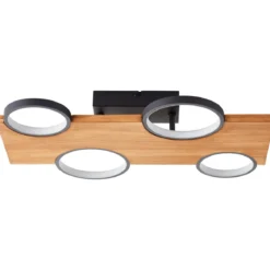 Brilliant Leuchten G99937-76 LED Deckenleuchte Cheesy schwarz holz 3000K dimmbar