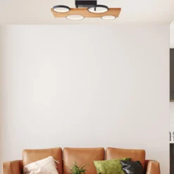 Brilliant Leuchten G99937-76 LED Deckenleuchte Cheesy schwarz holz 3000K dimmbar