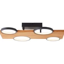 Brilliant Leuchten G99937-76 LED Deckenleuchte Cheesy schwarz holz 3000K dimmbar