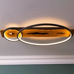Brilliant Leuchten G99292-76 LED Deckenleuchte Pirus schwarz holz 70cm 3000K
