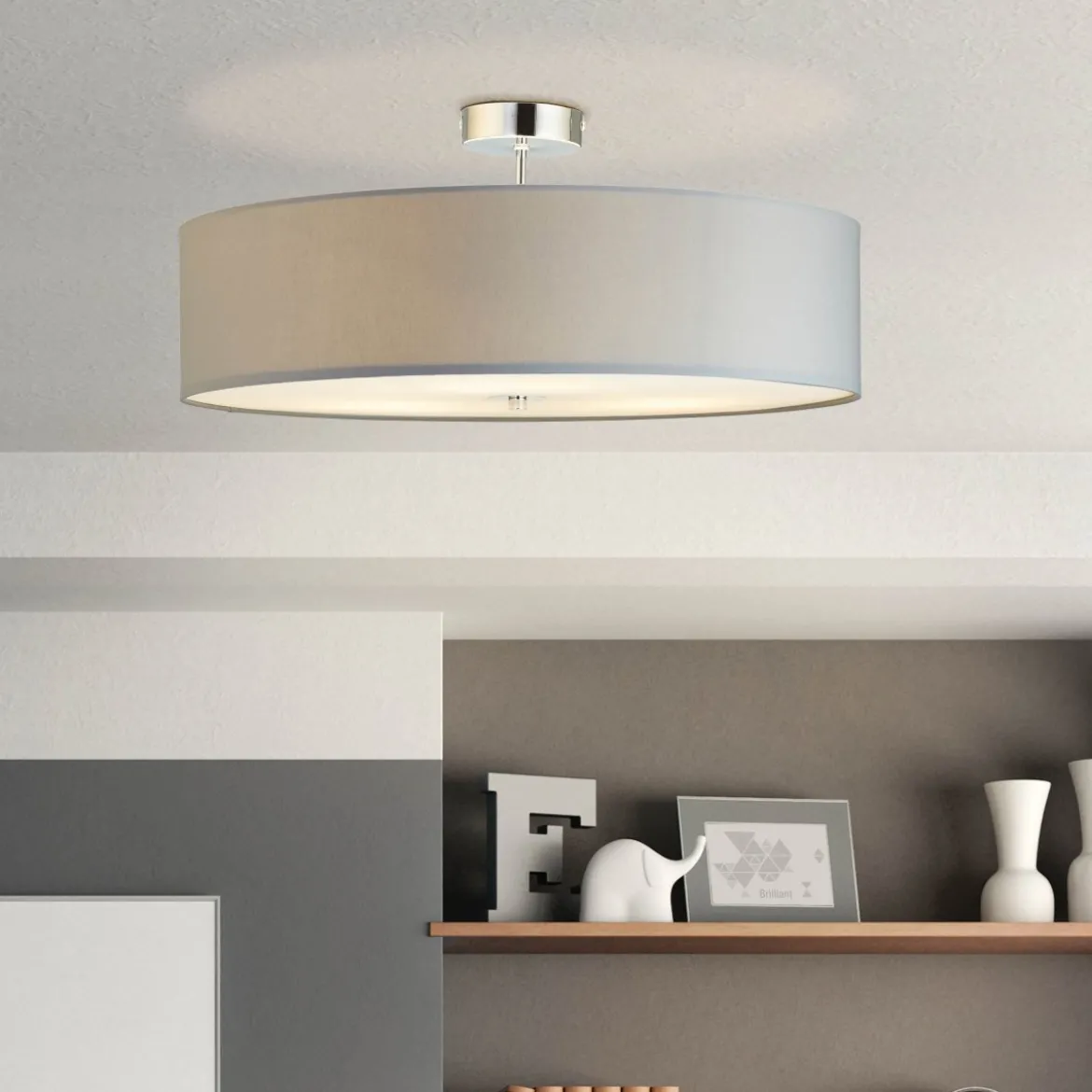 Brilliant Leuchten No. 93522-22 Andria Deckenleuchte 60cm chrom hellgrau E27
