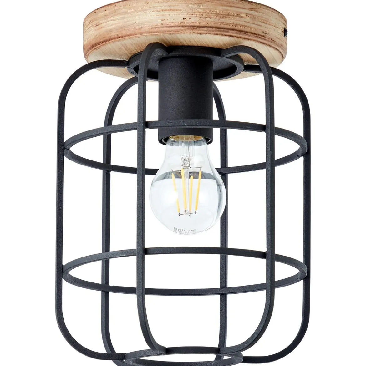 Brilliant Leuchten No. 97173-66 Deckenleuchte Gwen 1-flammig E27 schwarz antik holz