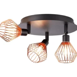 Brilliant Leuchten No. 21034-76 Deckenleuchte Rondell Dalma 3-flammig schwarz kupfer