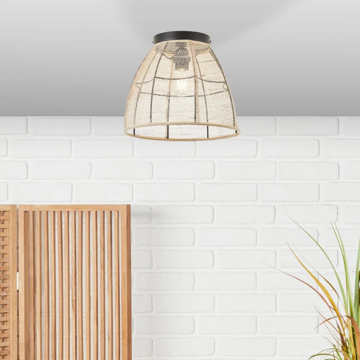 Brilliant Leuchten No. 99483-76 Deckenleuchte Tanah 1-flammig E27 schwarz natur