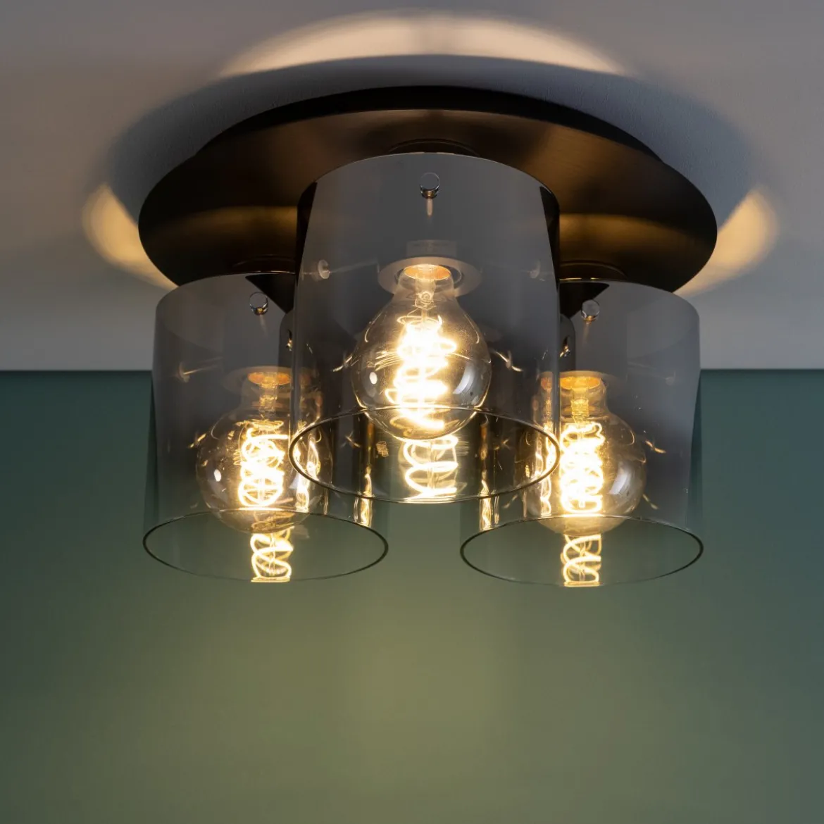 Brilliant Leuchten No. 75593-20 LED Deckenleuchte Beth 3-flg Kaffee Rauchglas
