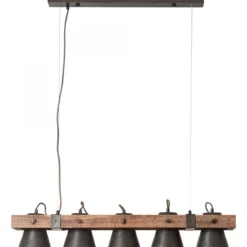 Brilliant Leuchten No. 82175-46 LED Pendelleuchte Plow 5-flg schwarz-stahl Holz