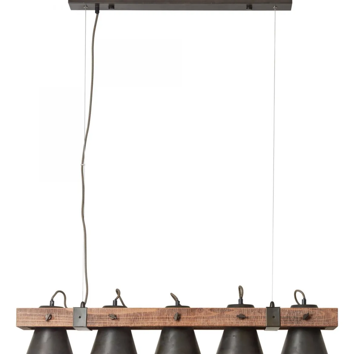 Brilliant Leuchten No. 82175-46 LED Pendelleuchte Plow 5-flg schwarz-stahl Holz