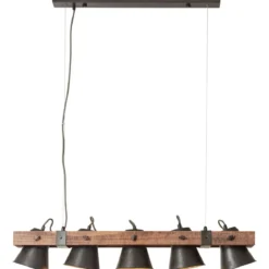 Brilliant Leuchten No. 82175-46 LED Pendelleuchte Plow 5-flg schwarz-stahl Holz