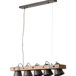 Brilliant Leuchten No. 82175-46 LED Pendelleuchte Plow 5-flg schwarz-stahl Holz