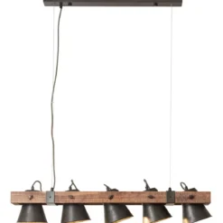Brilliant Leuchten No. 82175-46 LED Pendelleuchte Plow 5-flg schwarz-stahl Holz