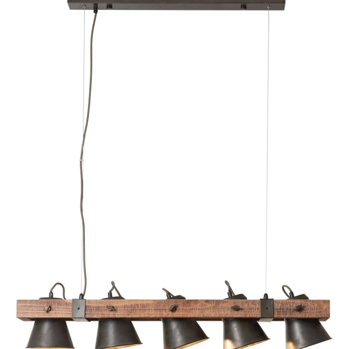 Brilliant Leuchten No. 82175-46 LED Pendelleuchte Plow 5-flg schwarz-stahl Holz