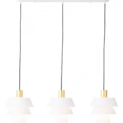 Brilliant Leuchten No. 93458-75 Pendelleuchte Göteborg 3-flammig weiß matt gold