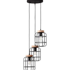 Brilliant Leuchten No. 99255-66 Pendelleuchte Gwen 3-flammig E27 schwarz antik holz