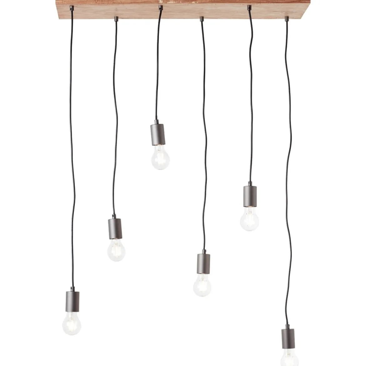 Brilliant Leuchten No. 99542-76 Pendelleuchte Rustik 6-flammig E27 schwarz holzfarbend