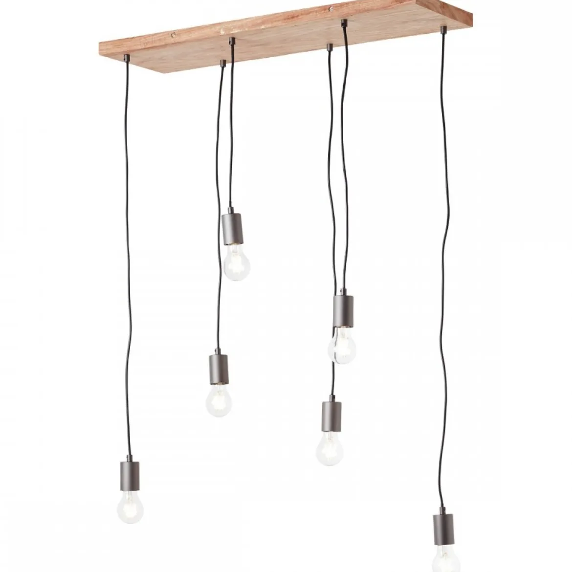Brilliant Leuchten No. 99542-76 Pendelleuchte Rustik 6-flammig E27 schwarz holzfarbend