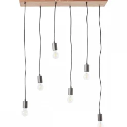 Brilliant Leuchten No. 99542-76 Pendelleuchte Rustik 6-flammig E27 schwarz holzfarbend