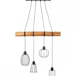 Brilliant Leuchten No. 99549-76 Pendelleuchte Keyla 4-flammig E27 schwarz holz