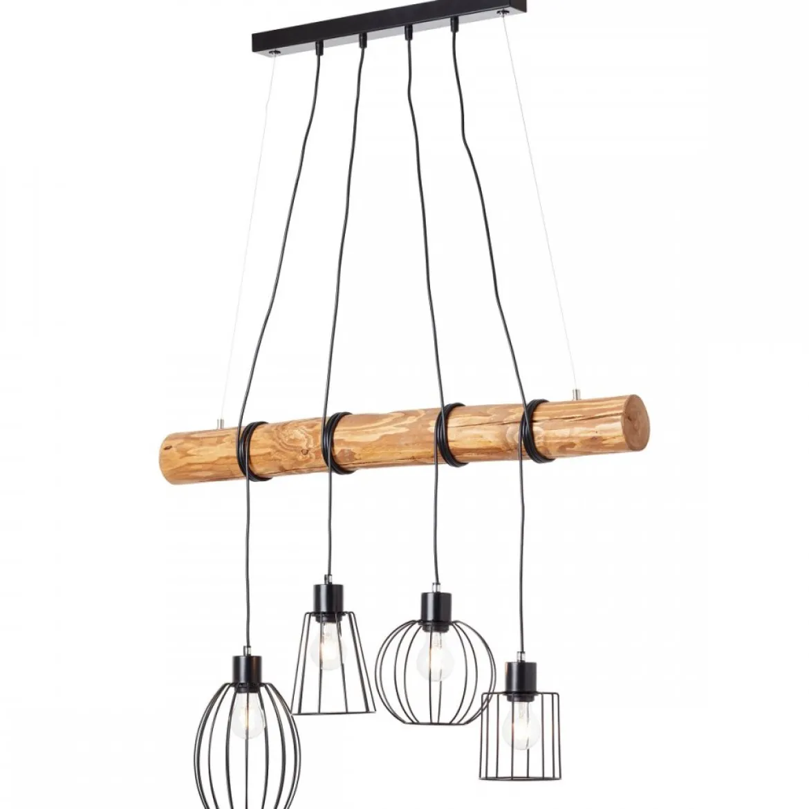 Brilliant Leuchten No. 99549-76 Pendelleuchte Keyla 4-flammig E27 schwarz holz