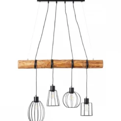 Brilliant Leuchten No. 99549-76 Pendelleuchte Keyla 4-flammig E27 schwarz holz