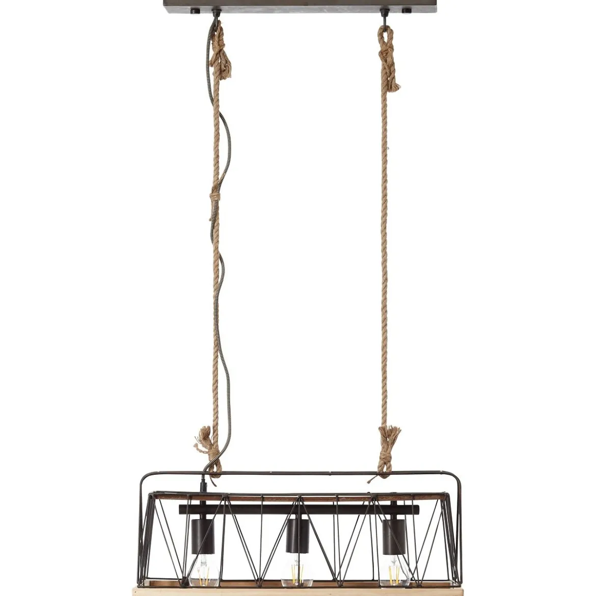 Brilliant Leuchten No. 93587-71 Pendelleuchte Narcy 3-flammig metallfarbend holz