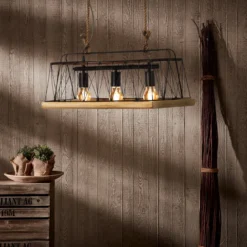 Brilliant Leuchten No. 93587-71 Pendelleuchte Narcy 3-flammig metallfarbend holz