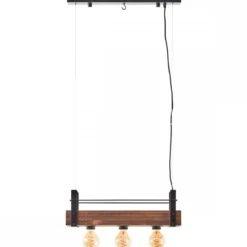 Brilliant Leuchten No. 99540-46 Pendelleuchte Bankwood 3-flammig E27 schwarz stahl holz
