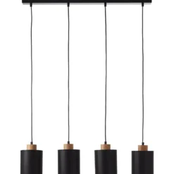 Brilliant Leuchten No. 99413-76 Pendelleuchte Vonnie 4-flammig E27 schwarz holzfarbend
