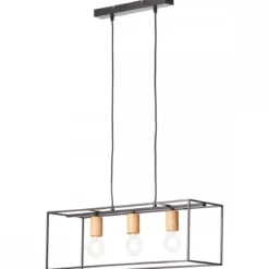 Brilliant Leuchten No. 92747-76 Pendelleuchte Arica 3-flammig E27 schwarz holzfarbend