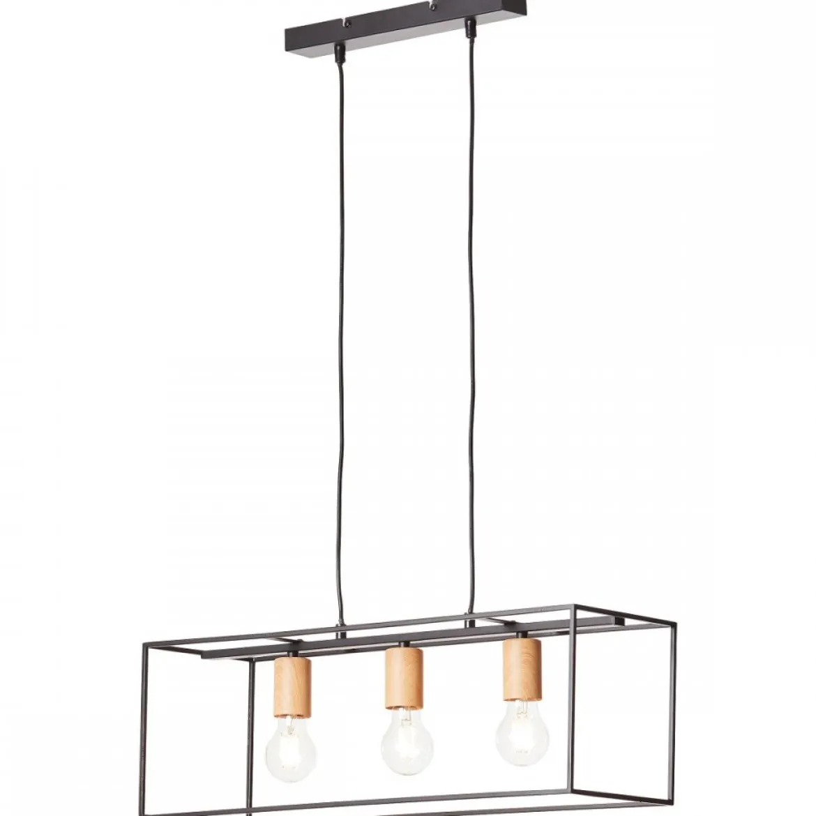 Brilliant Leuchten No. 92747-76 Pendelleuchte Arica 3-flammig E27 schwarz holzfarbend