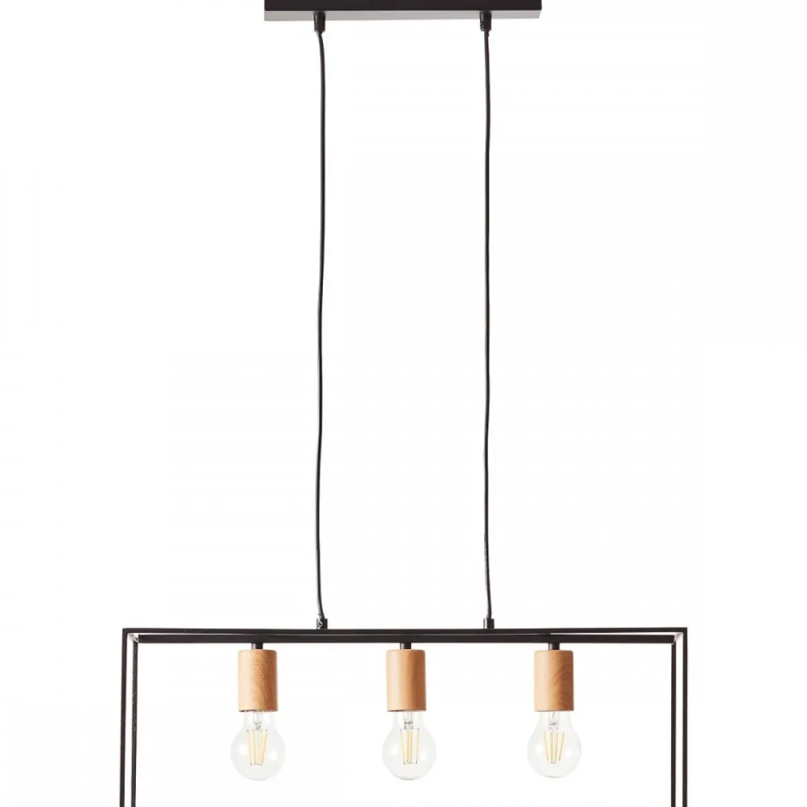 Brilliant Leuchten No. 92747-76 Pendelleuchte Arica 3-flammig E27 schwarz holzfarbend
